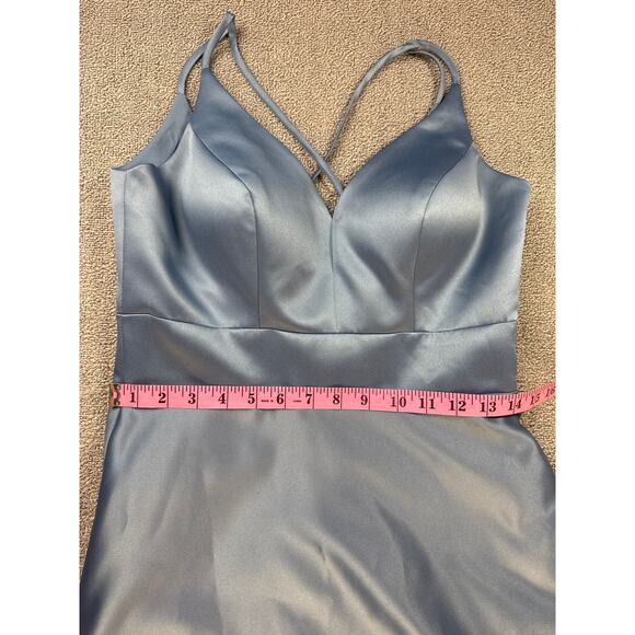 Sorella Vita Formal Dress Gown Modern Satin Bridesmaid Prom Stone Blue Size 10 - Picture 11 of 14